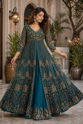 Emerald Teal Embroidered Lehenga Set with Handcrafted Sequin Detailing